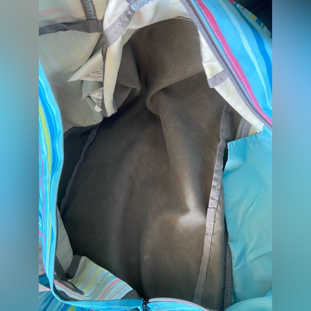 JanSport Striped Aqua Blue XL Weekender Holdall Duffel Bag with Shoulder Strap - Picture 8 of 11
